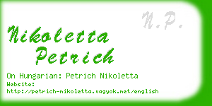 nikoletta petrich business card